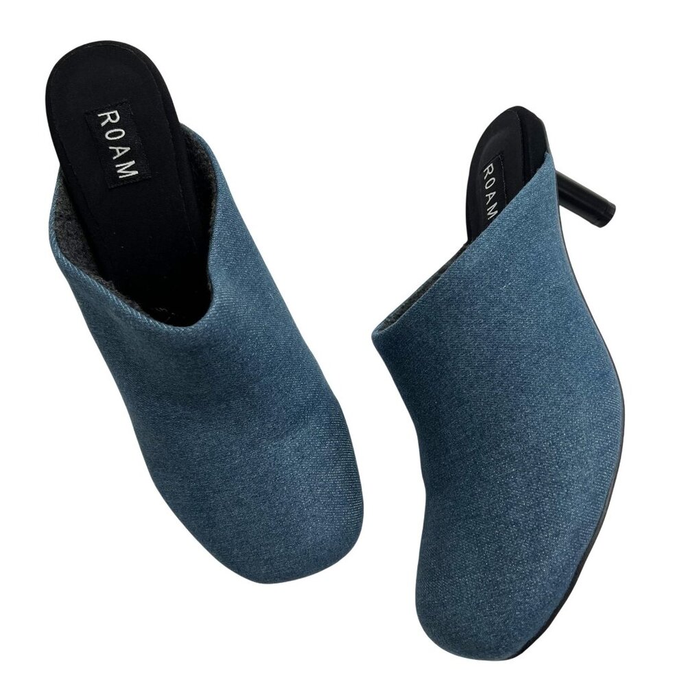 ROAM Blue Denim Mule Heels - Sleek Slip-On Womens Shoes